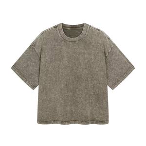 Ropa de calle recortada, boxy, lavado con ácido, fabricante, moda desgastada, de gran tamaño, alta calidad, estilo lavado al aire libre, camisetas para hombres - Product Image 3