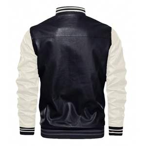 Veste universitaire personnalisée en chenille brodée à manches en cuir véritable pour hommes, veste d'hiver tissée décontractée Letterman de baseball - Product Image 2