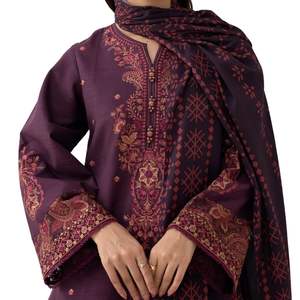 Conjunto de Shalwar Kameez Estampado para Mujer, Traje de Tres Piezas de Diseñador, Ropa Étnica, Vestido de Fiesta con Dupatta de Chifón y Pantalones - Product Image 4