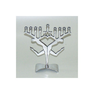 High Standard Quality Candelabra <b>Silver</b> Color Aluminium Modern Design Jewish Menorah Candle Holder for Dining Table Decoration - Product Image 1