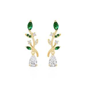 Boucles d'oreilles Jeulia Midsummer Night Dew Drop, design feuille - Product Image 1