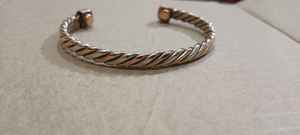 Tricolor <b>Magnetic</b> Therapy <b>Bracelet</b> Twisted Rope Design <b>Copper</b> Silver Brass Three Tone Bangle Arthritis Pain Relief Unisex - Product Image 6