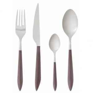 Juego de 4 cubiertos de acero inoxidable, ideal para cocina, mesa, comedor, uso doméstico, cubiertos terminados chapados en Color plateado, mango marrón - Product Image 4