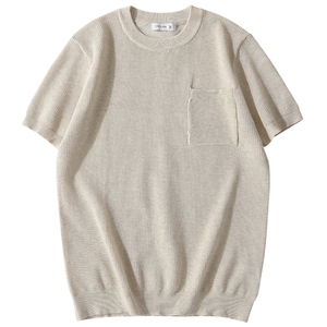 T-shirt à manches courtes et col rond avec poche poitrine, personnalisable avec logo, idéal pour l'été – Vente en gros - Product Image 5