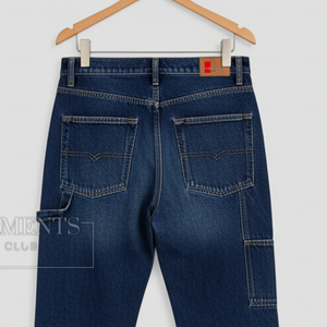Jean de travail pour homme style charpentier, coupe slim droite, en denim sergé épais 400 GSM, personnalisable - Product Image 6