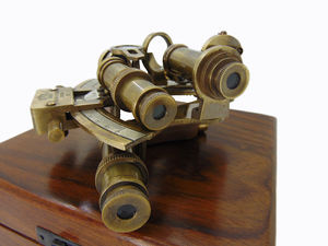 Sextante marino náutico con caja de madera-Instrumento de navegación marítima clásico y coleccionable - Product Image 5