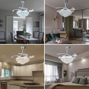 42 "Đèn Chùm Pha Lê Quạt trần Dimmable feliers tinh thể hiện đại vô hình quạt trần với 3 LED thay đổi màu sắc đèn - Product Image 4
