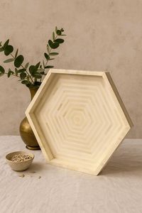 Bandeja con incrustaciones de hueso de fruta bandeja de servicio hecha a mano incrustaciones de hueso de lujo Ramadán desayuno comida fruta café té bandeja decorativa a bajo - Product Image 6