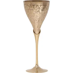 Gold Color Wine Drinking Bras Goblet High Quality Wholesale Slim Design Handmade Metal Wine Glass Goblet Party Bar Hotel Ware