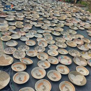ชุดถาดหวายทรงกลมทำมือคุณภาพสูงถาดเสิร์ฟหวายทรงกลมธรรมชาติเป็นมิตรต่อสิ่งแวดล้อมในเวียดนามสีชมพู - Product Image 4