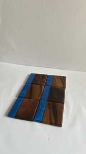 Premium Handmade Resin and Wood <b>Coaster</b> <b>Set</b> Artistic Blend of Natural Wood and Epoxy for Elegant Tabletop Decoration - Product Image 3