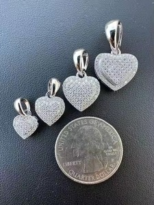 จี้เพชรโมอิส3D หัวใจผู้หญิงทอง14K 925เงินสเตอร์ลิง4ขนาด: 8มม. 10มม. 12มม. 15มม. ผ่านเครื่องทดสอบเพชร - Product Image 6