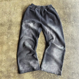 กางเกงลำลองขากว้างพิมพ์ลายสตรีทแวร์แนววินเทจผ้าหนาซักซีดออกแบบได้ตามต้องการ - Product Image 3