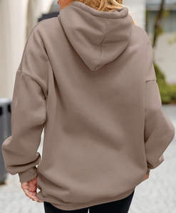 Sweats à capuche et sweat-shirts surdimensionnés tricotés solides pour femmes avec col zippé Design sportif confortable pour l'automne et l'hiver ODM Supply - Product Image 2