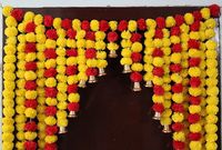 Gold marigold bandhanwar toran dengan bel bunga buatan untaian bunga menggantung toko pintu untuk semua festival dan kesempatan