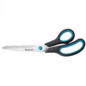 Tijeras para papel Westcott de 247 mm para diestros, de acero, negras/azules, con agarre fácil, universales WESTCOTT - Product Image 3