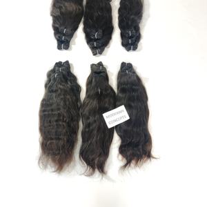Extensiones de cabello de encaje vietnamita natural alineado con cutícula virgen 100%, cabello humano indio rizado ondulado 1B, sin procesamiento químico - Product Image 1