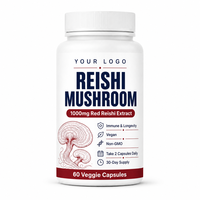 Capsules de champignons Reishi 1000mg Extrait de Reishi rouge Immunité Longévité 60 capsules végétales Végétalien