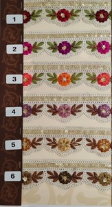 Custom Made Sequins Machine Embroidered <b>Ribbons</b> & Laces in Various Designs & Three Colours for <b>Wedding</b> Dresses - Product Image 2