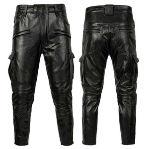 2025 qualité supérieure vente chaude nouveauté hommes pantalon en cuir noir moto jean motard peau de vache doux hommes pantalons - Product Image 1