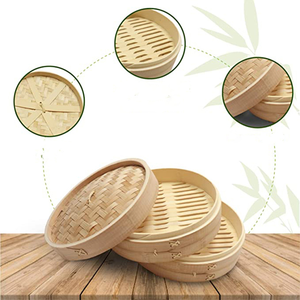 ขายดีที่สุด - ตะกร้านึ่งไม้ไผ่ทรงกลม อาหารจีนเอเชียนึ่งสําหรับทําเกี๊ยว ผัก - Product Image 4