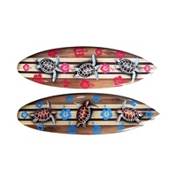 Planche de Surf en bois faite à la main, combinaison d'aérographe de sculpture de 30 cm, Plaque murale de Surf de tortue hawaïenne