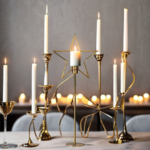 Bougeoir en forme d'étoile en métal doré de luxe Bougeoirs en métal pour décoration de table de Noël et de vacances - Product Image 1