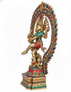 Statue de Shiva Nataraj dansant en laiton artisanal, idole décorative du dieu hindou pour les rituels religieux et la décoration culturelle de la maison - Product Image 2