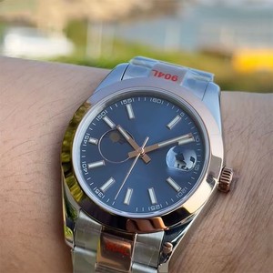 Mouvement de montre mécanique de qualité supérieure 40 mm, affichage de la lune, calendrier, cadran large en acier inoxydable 22 mm, montre à aiguilles prête à être expédiée - Product Image 1