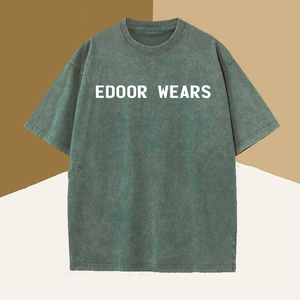 T-shirt vert oversize à manches courtes et col rond Edoor Wears, design imprimé minimaliste, streetwear non tissé, éco-responsable, pour homme - Product Image 1