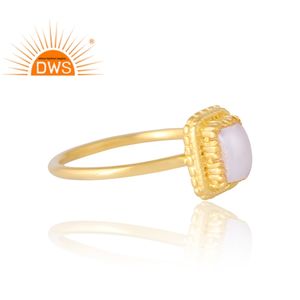 Venta caliente plata esterlina 18K chapado en oro perla natural anillo de piedras preciosas joyería personalizada para mujeres regalo para ella - Product Image 4