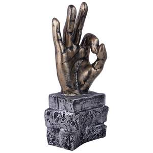 Décoration d'intérieur, statue de main en bronze avec base, objet décoratif, décoration de table de salon, sculpture antique, faite à la main - Product Image 3