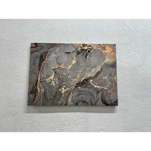 Impresión en lienzo abstracto gris y dorado: elegancia artística moderna, lienzo enrollado en 1 pieza - Product Image 1