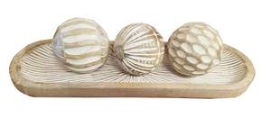 Hand-Carved Wooden <b>Decorative</b> Ball Bowl Filler Natural <b>Wood</b> Home <b>Decor</b> Accent <b>for</b> Center Table Living Room Office - Product Image 5