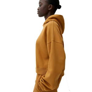 Ensemble survêtement deux pièces décontracté pour femme, sweat à capuche court et pantalon de jogging uni, avec épaules tombantes, style décontracté - Product Image 3