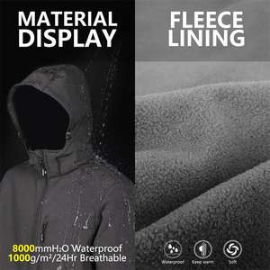 Vestes softshell imperméables pour hommes avec doublure en polaire Manteaux uniformes de travail d'hiver pour la randonnée Stand Colla - Product Image 4