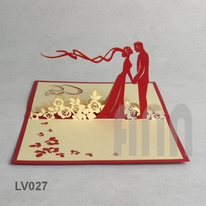 Cartes de vœux de mariage japonaises traditionnelles en papier artisanal 3D pop-up, best-seller, souvenirs, artisanat, cartes de vœux pour la Saint-Valentin - Product Image 3