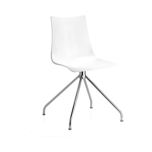 Swivel Dining <b>Chair</b> White Polycarbonate <b>Shell</b> on Chrome 4-Leg Swivel Base for Restaurant Cafe Meeting Room, Made in Italy - Product Image 1