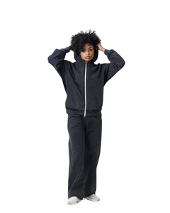 Elegante chándal informal para mujer Sudadera con capucha y cremallera de gran tamaño y conjunto de Jogger Lujoso chándal unisex de dos piezas Loungewear - Product Image 1