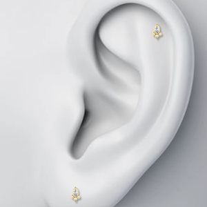 Ensemble de lunette ovale et ronde de luxe boucles d'oreilles en diamant 14K or massif certifié IGI diamants naturels cultivés en laboratoire bijoux de piercing - Product Image 4