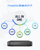 ANNKE 16CH 2MP 1080 HD pour la surveillance à domicile et en entreprise, enregistreur vidéo de sécurité DVR H.265+ CCTV 5 en 1 avec interface RJ45