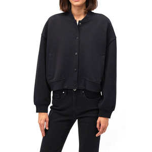 Chaqueta Universitaria Corta de Color Único para Mujer / Chaqueta Universitaria Corta Estilo Béisbol para Mujer en Venta - Product Image 6