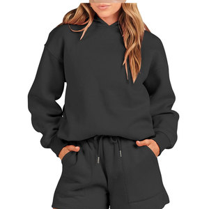 Sweat-shirt à capuche pour femme, poids lourd, surdimensionné, en molleton de coton, vêtements d'hiver - Product Image 3