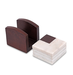 ที่รองแก้วหินอ่อนสีขาวและสีดำที่ไม่ซ้ำกันสำหรับสำนักงานบาร์หินของขวัญบนโต๊ะ - Product Image 4