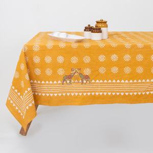 Mantel de algodón hecho a mano con estampado Dabu estilo bohemio, elegante cubierta floral para mesa de comedor - Product Image 3