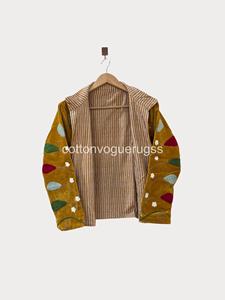 Veste en coton écologique brodée CVR Bohemian, manches longues, col rond, motif floral Suzani, vêtements d'extérieur décontractés pour femmes - Product Image 4
