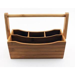 New Style Handmade Design <b>Kitchen</b> Acacia Wooden Utensil <b>Caddy</b> Multiple Compartment Flatware Storage <b>Caddy</b> - Product Image 1