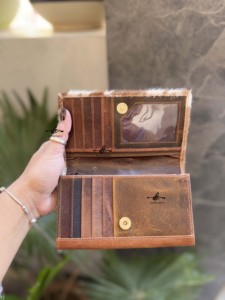 Belle conception en cuir de vachette fourrure pochette sac à main pochette portefeuille brun Offre Spéciale cheveux sur peau fourrure portefeuille en cuir cadeau pour les femmes - Product Image 5