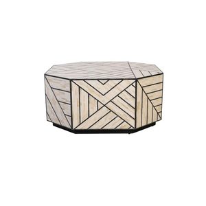 Bone Inlay Floral Pattern Coffee Center <b>Table</b> Solid Hand Crafted Round Shape Coffee <b>Table</b> - Product Image 2