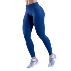 Pantalones deportivos de gimnasio con logotipo personalizado para mujer, mallas de yoga sin costuras con glúteos fruncidos, mallas de entrenamiento con patrón sólido - Product Image 6